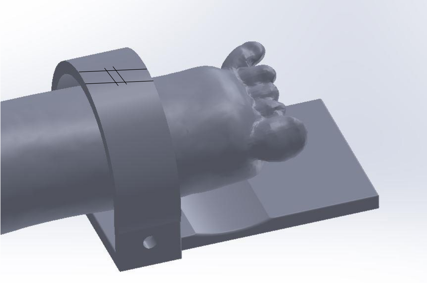 Solidworks image showing rough concept of swimming device